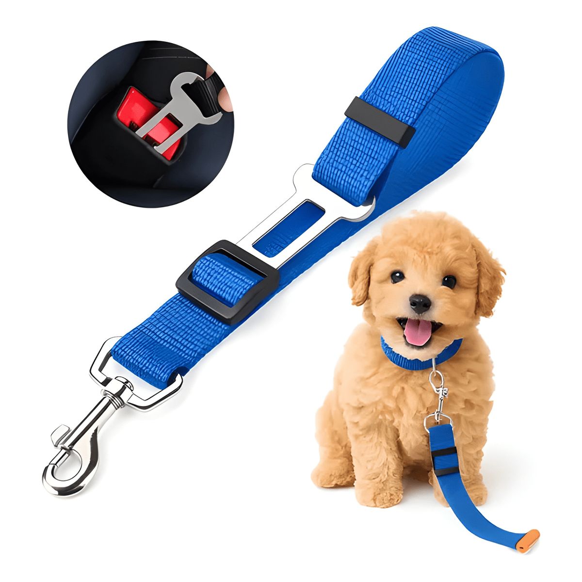 GENERICO - Cinturon seguridad mascota perro auto ajustable correa Azul