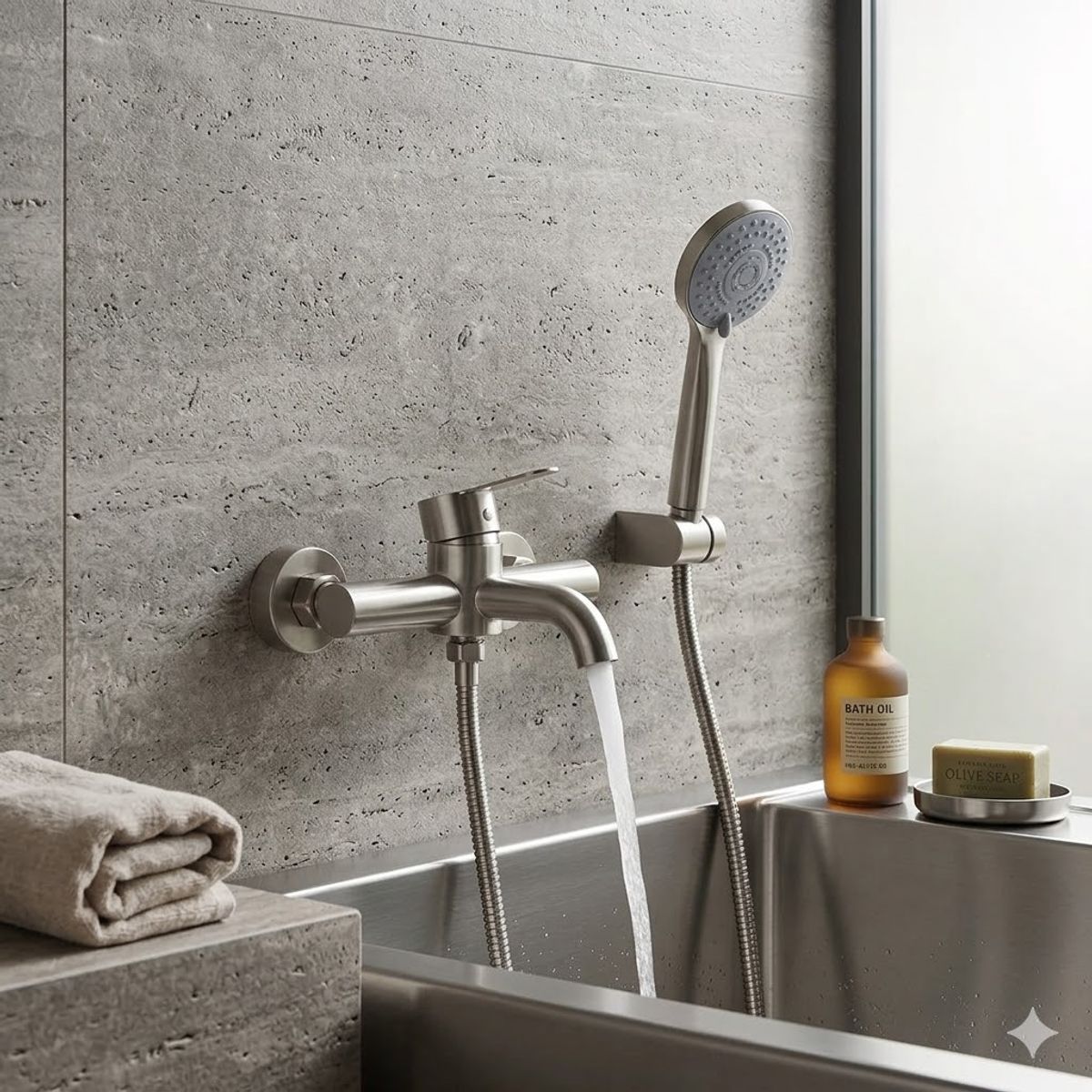 BATHCO - Grifería Solo Ducha New Steel Satinado Bath Co.