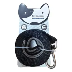 GENERICO - Correa negra larga resistente para perros 3 metros x 2,5cm