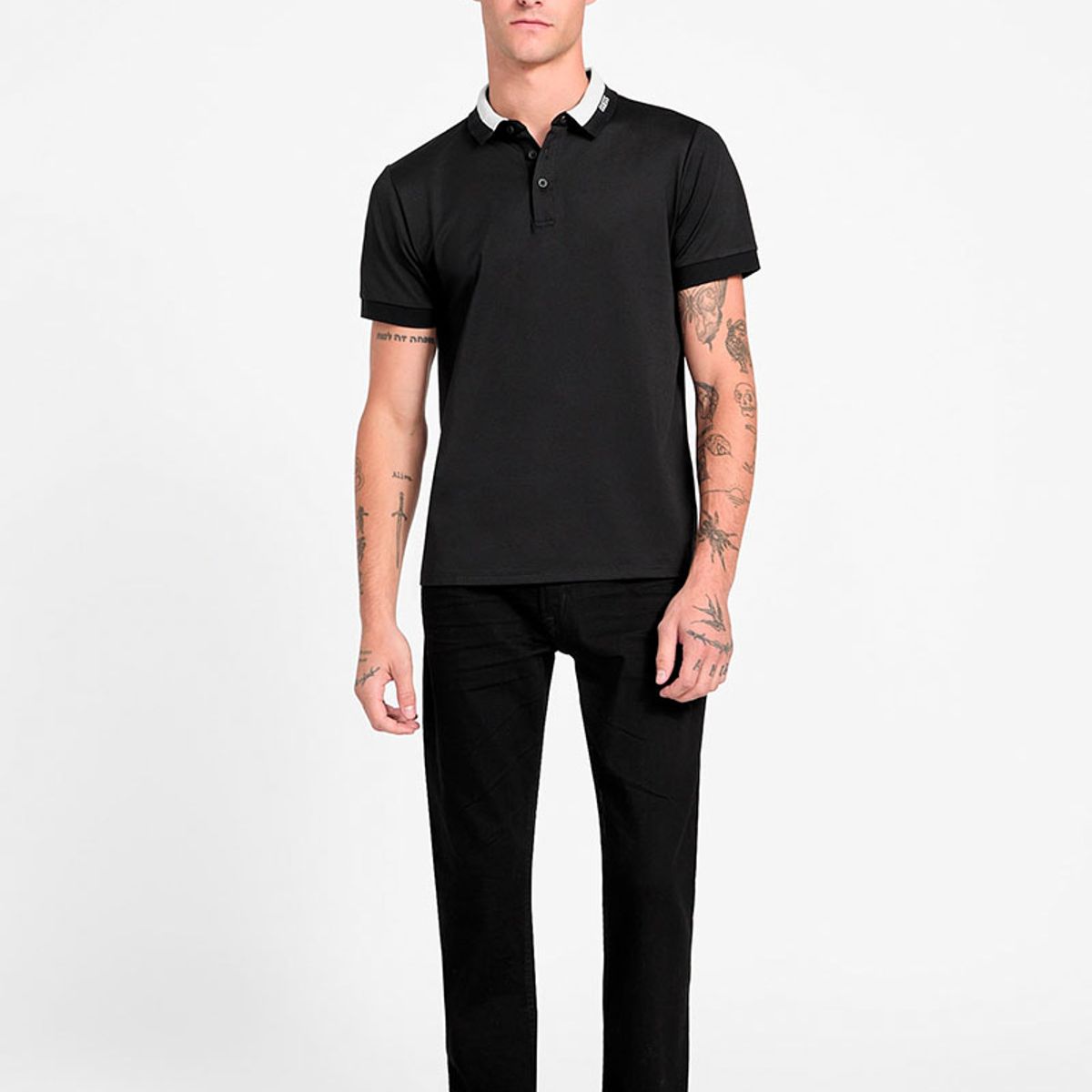 GUESS - Polera Ss Paul Guess Collar Polo Negro