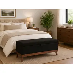 GENERICO - Banqueta con Baúl Negro Delta MaxiCosas120x40x50 cm Tapizada con Almacenaje