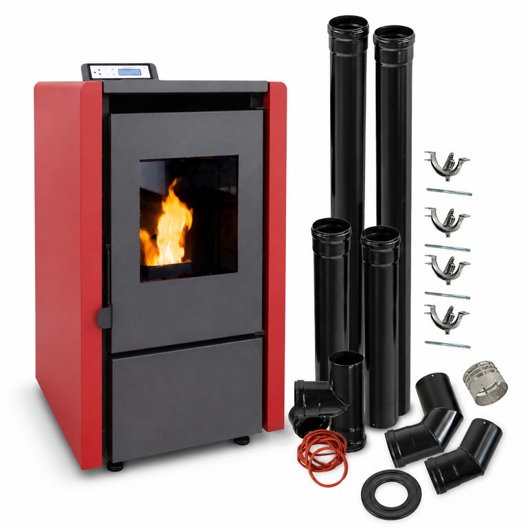 BETTERLIFE Estufa Pellet 6,2 Kw 100 M2 Wifi Burdeo + Kit De Instalación