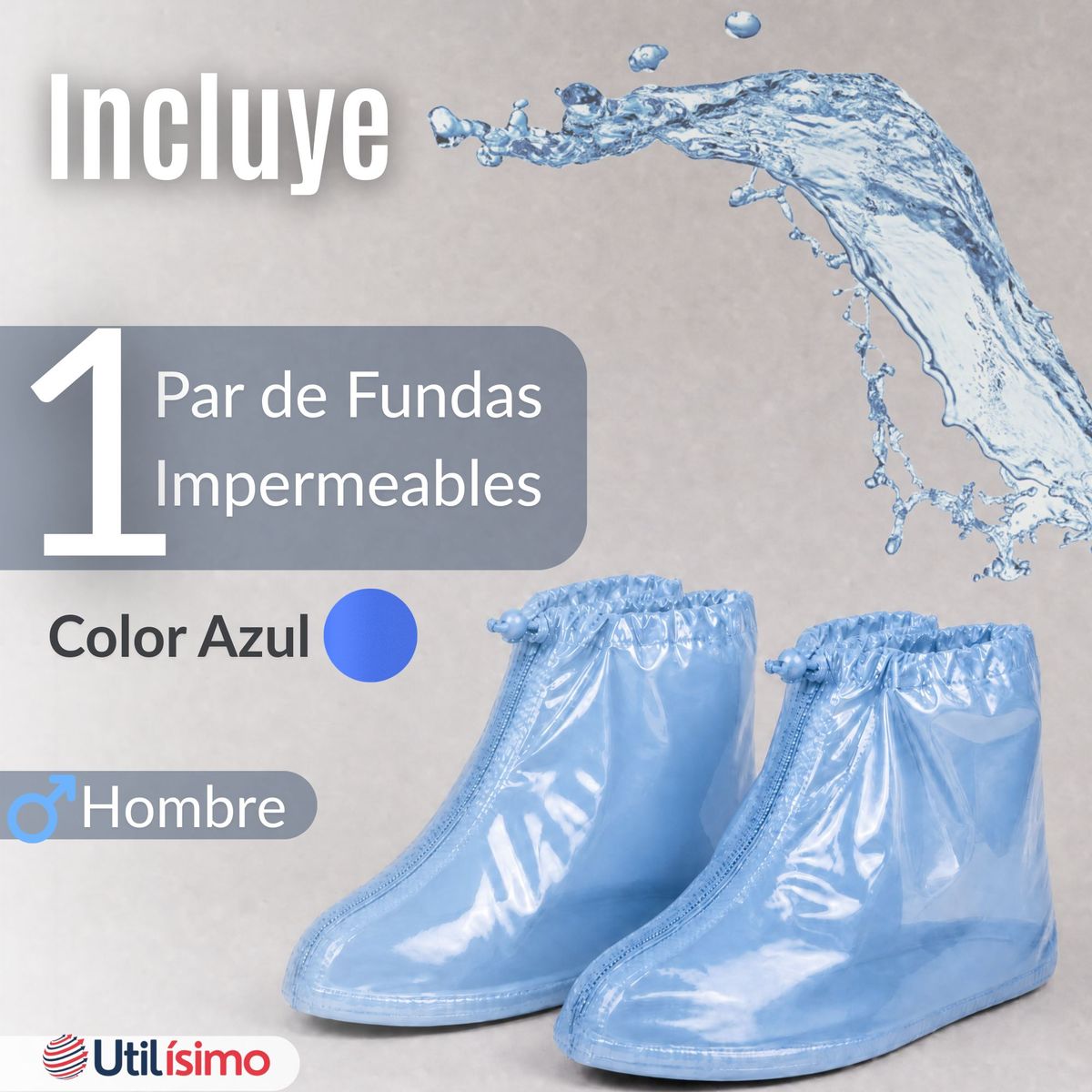 UTILISIMO - Fundas Cubre Calzado Impermeables Aislante Lluvia Azul 1 Par