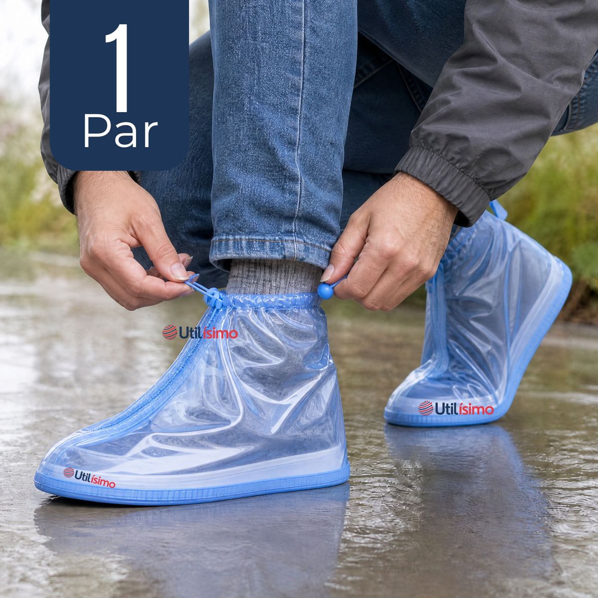 UTILISIMO - Fundas Cubre Calzado Impermeables Aislante Lluvia Azul 1 Par