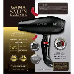 GAMA - Secador De Pelo Pluma 4500 Oxy Active 2400w Negro