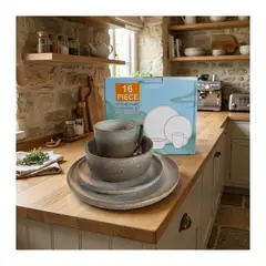 EKOL TACTICA MILITAR - Set De Vajilla Completo 16 Piezas Stoneware Diseño Orgánico