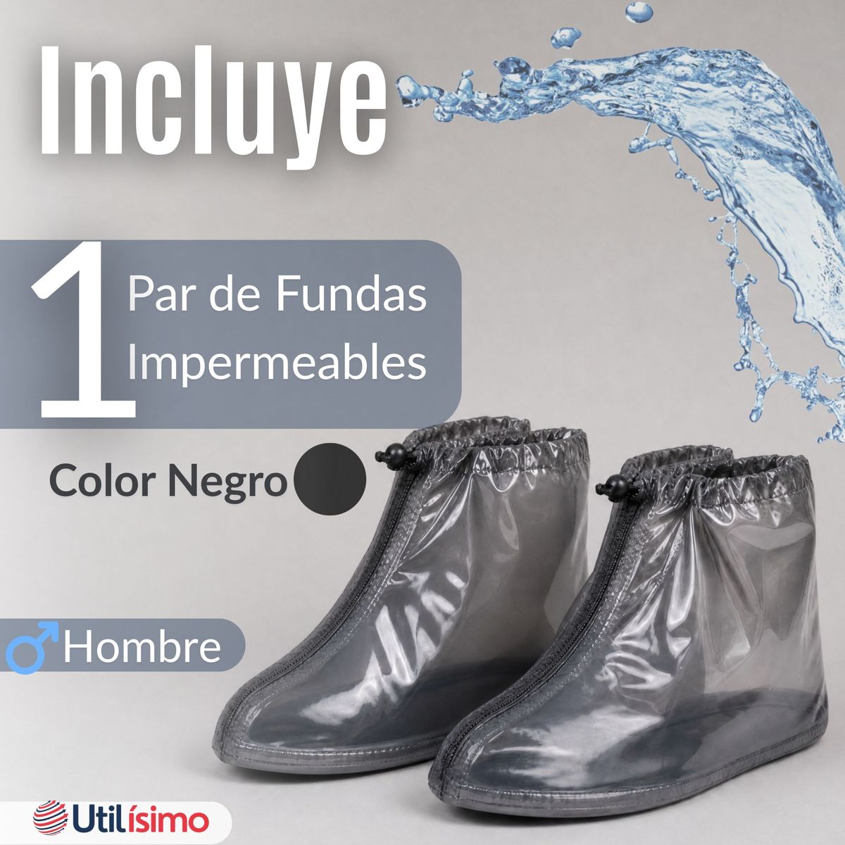 UTILISIMO - Fundas Cubre Calzado Impermeables Aislante Lluvia Negro Mujer 1 Par