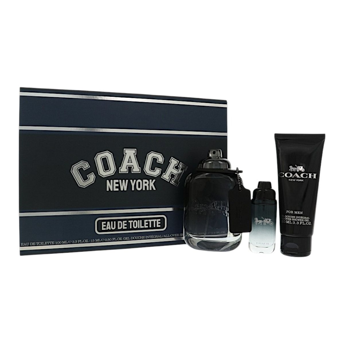COACH - Set Perfume Coach New York 3 piezas Hombre (EDT 100 ml + Shower Gel 100 ml + Mini 15 ml)