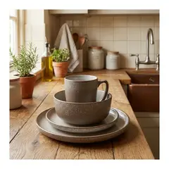 EKOL TACTICA MILITAR - Set De Vajilla Completo 16 Piezas Stoneware Diseño Orgánico