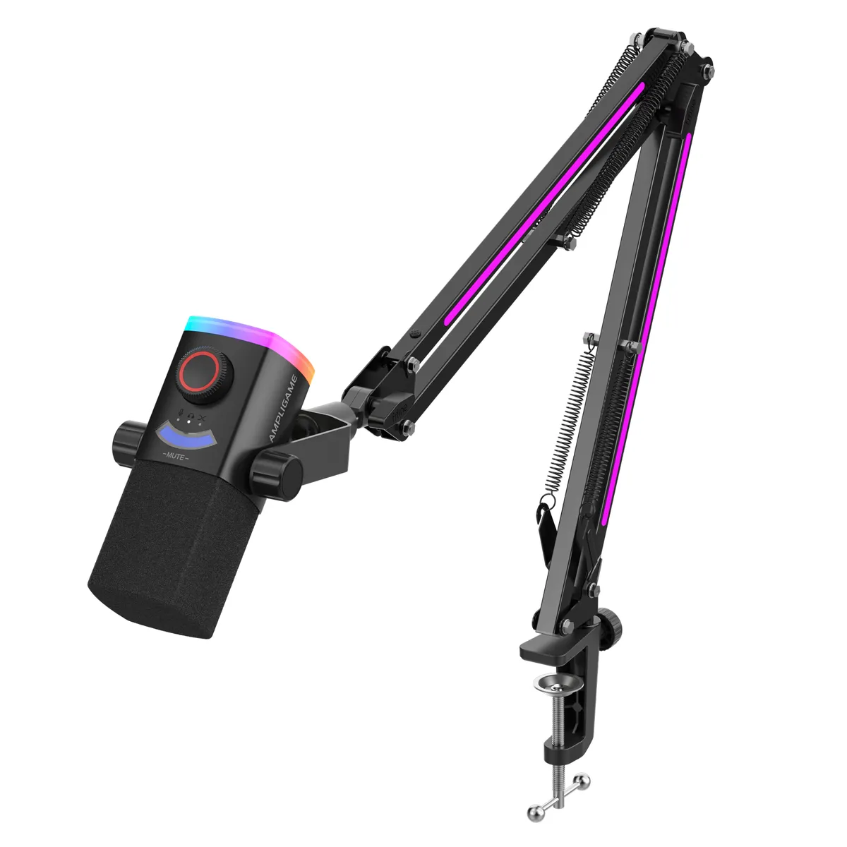 FIFINE - Microfono Fifine AM8PROT USB XLR Dinamico RGB Con Brazo Podcast Streaming Gaming Estudio Profesional