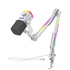 FIFINE - Microfono AM8PROT USB XLR Dinamico RGB Con Brazo Podcast Streaming Gaming Estudio Profesional