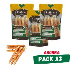 KROCAN - Snack Perro I Pack 3 Palito de Vacuno envuelto en Pollo 100gr Krocan®