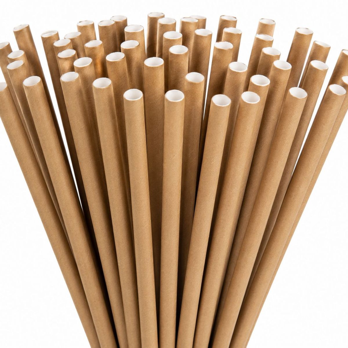 GENERICO - Pack 100 Bombilla De Papel Kraft Beige 20cm