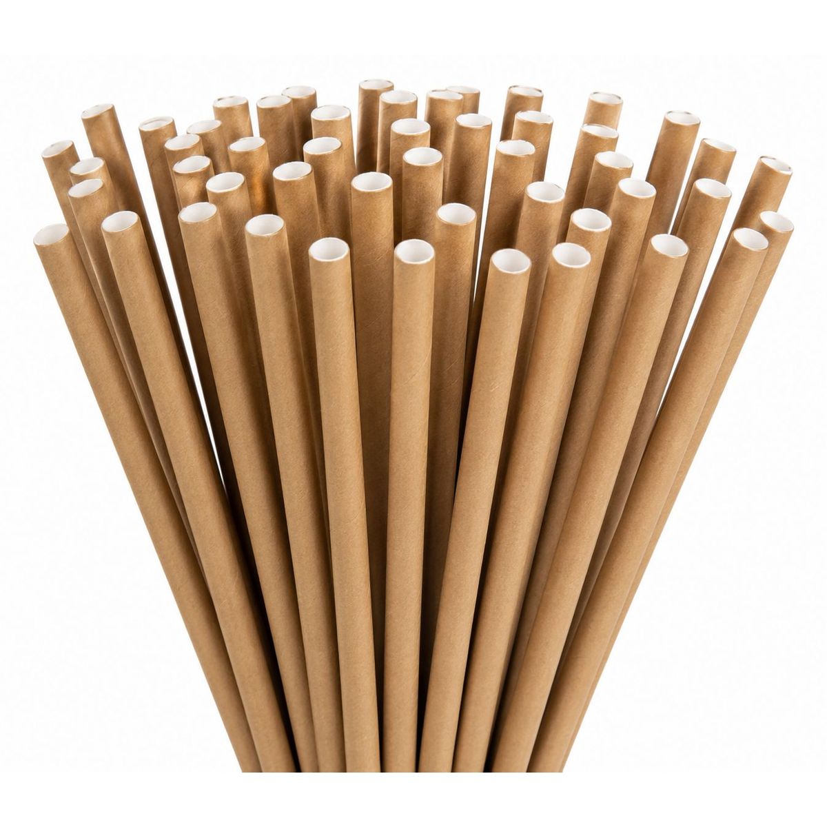 GENERICO - Pack 100 Bombilla De Papel Kraft Beige 20cm