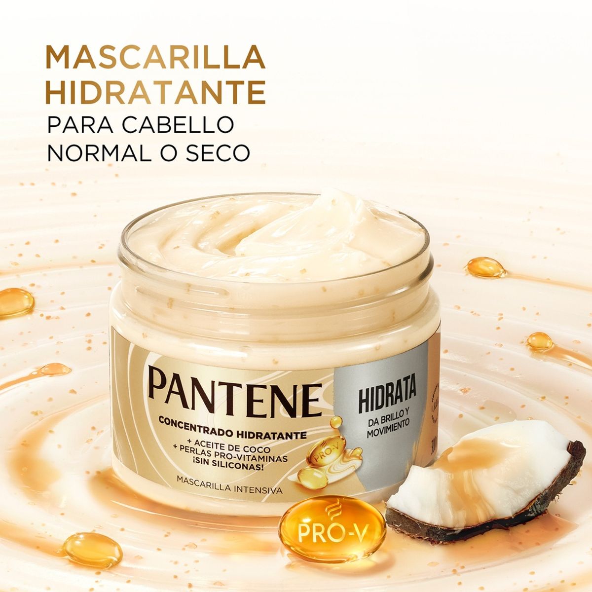 PANTENE - Mascarilla para cabello Pantene Hidrata y da Brillo 300 ml