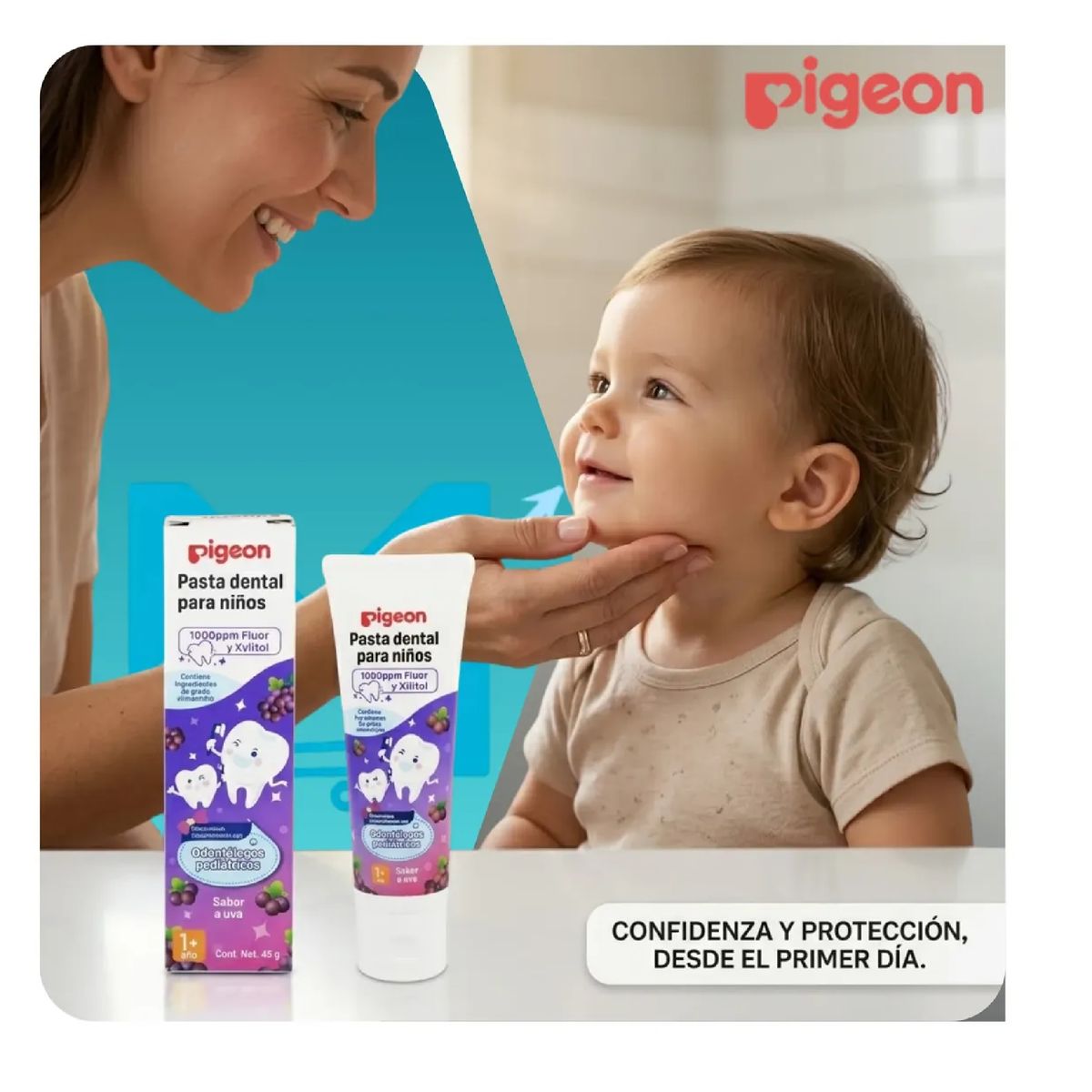 PIGEON - Pasta Dental Infantil Pigeon 1000ppm Fluor 45g Sabor Uva