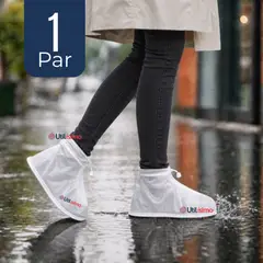 UTILISIMO - Fundas Cubre Calzado Impermeables Aislante Lluvia Blanco Mujer 1 Par