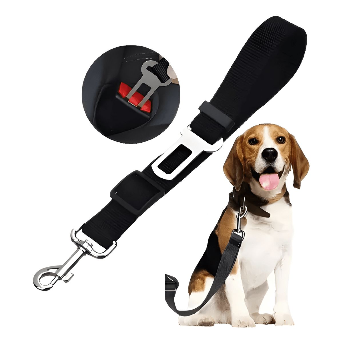 GENERICO - Cinturón seguridad para perros nylon ajustable the Negro