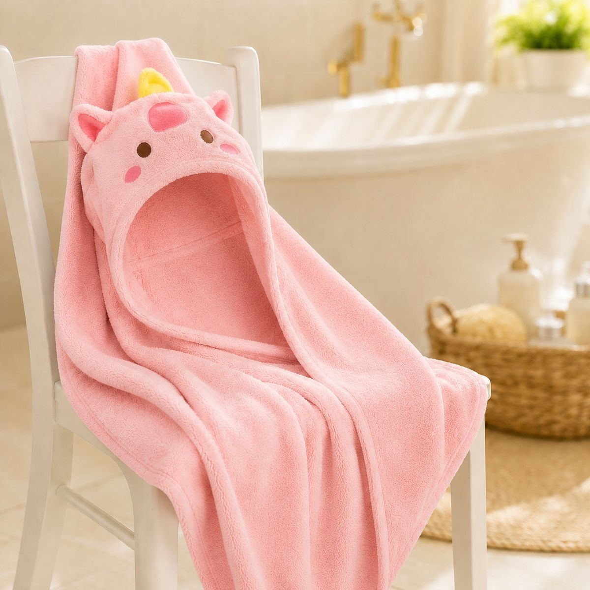 MAMBOBABY - Toalla Bebé Microfibra Secado Rápido con Capucha Animal Mambobaby Rosado Playa Piscina Baño