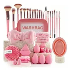 GENERICO - Set 42 Brochas Maquillaje Rosa