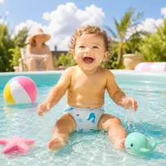 MAMBOKIDS - Pañal de Natación Reutilizable Bebé Mambobaby Azul Estampado Mar Anti-Fugas