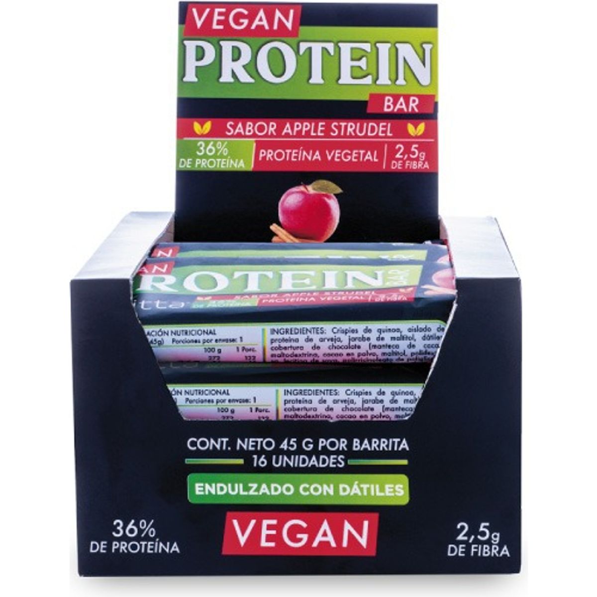 REVITTA WELLNESS - 16 Barritas Veganas Proteína Vegetal 45 Grs. Revitta