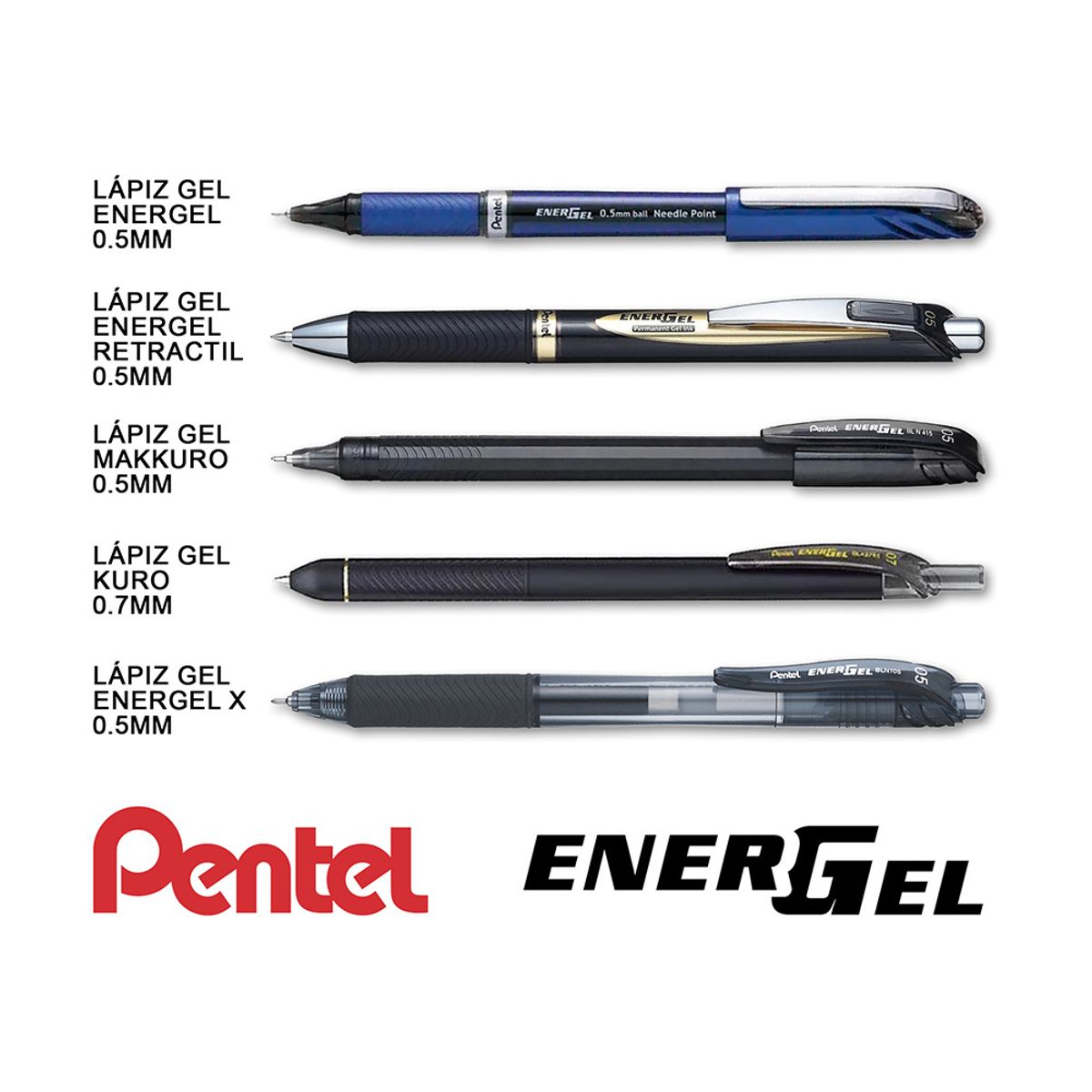 PENTEL - Set 5 Lápiz Gel Colección Pentel