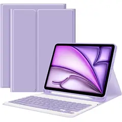 GENERICO - Carcasa Teclado Bluetooth para iPad 10.2 Español Lila