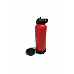 GENERICO - Termo Botella de Agua 1Lts Acero Inox + 2 Tapas + 2 Bombillas + Limpia Bombillas
