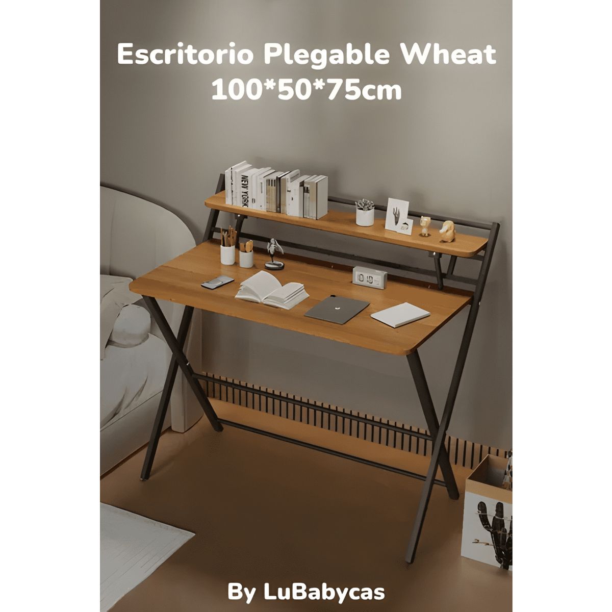 GENERICO - Escritorio plegable 100x50x93cm con repisa
