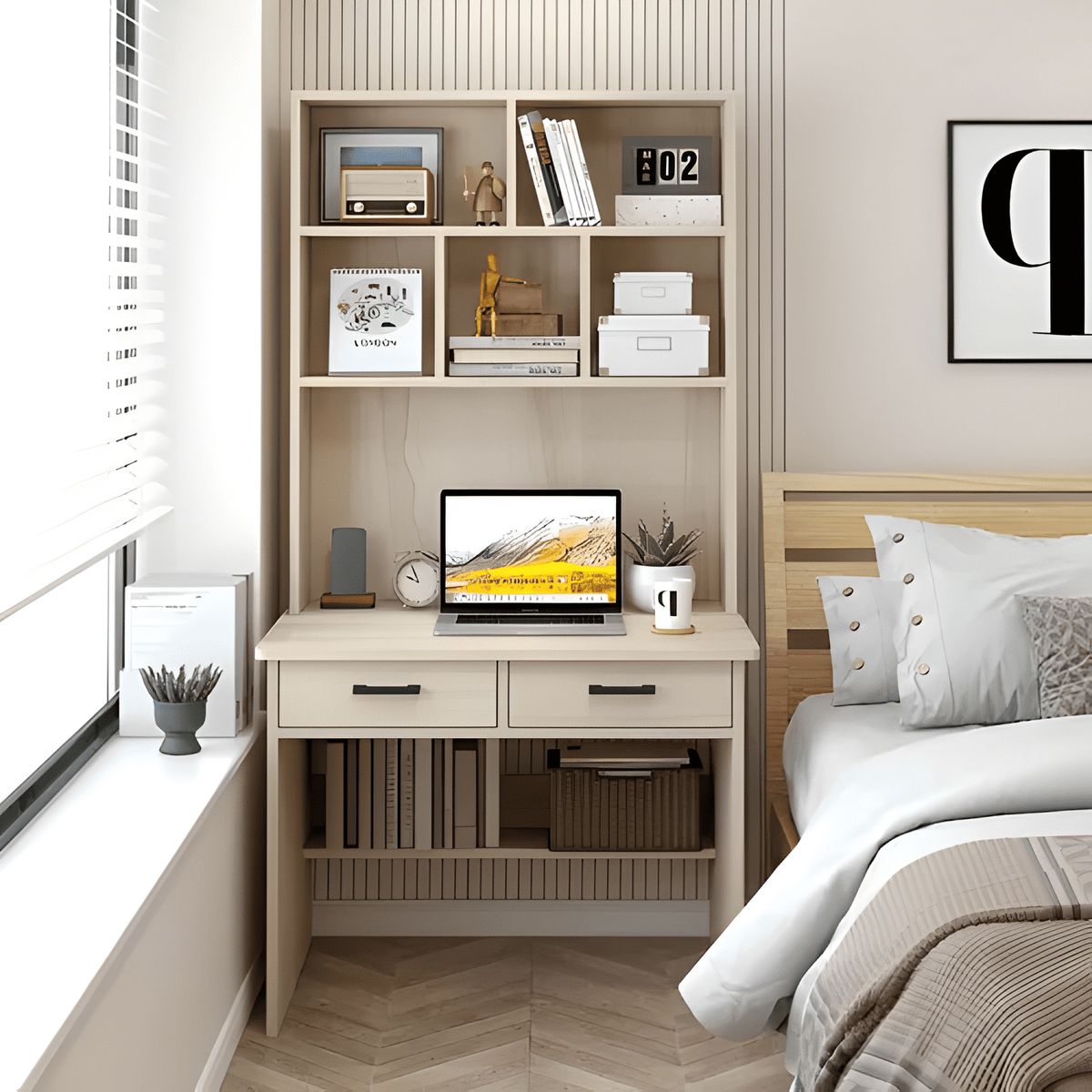 GENERICO - Homer design escritorio moderno con organizador Marrón