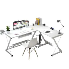 GENERICO - Escritorio esquinero forma l base metal oficina 161x51x74cm