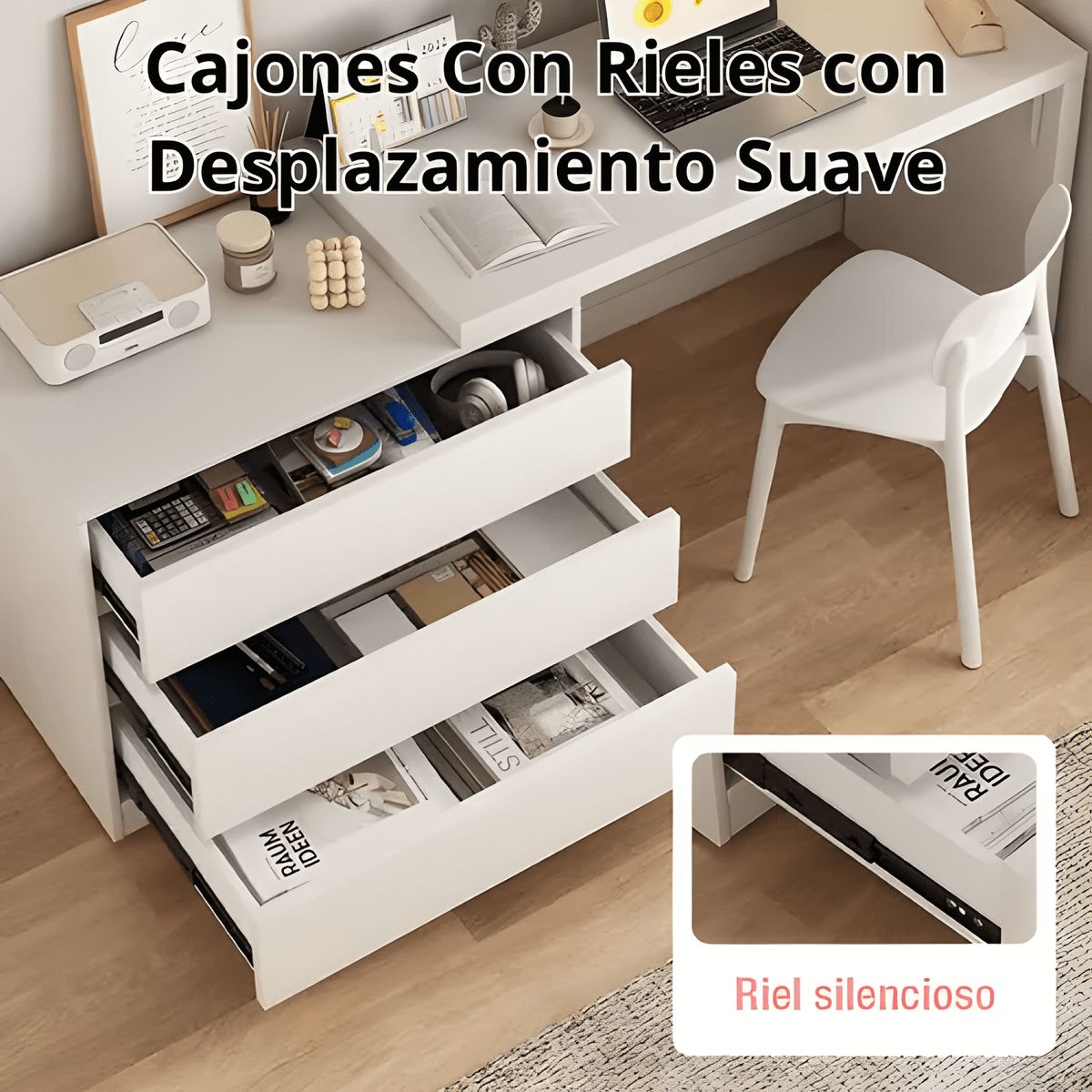 GENERICO - Escritorio estudio oficina madera maciza 3 cajones 2