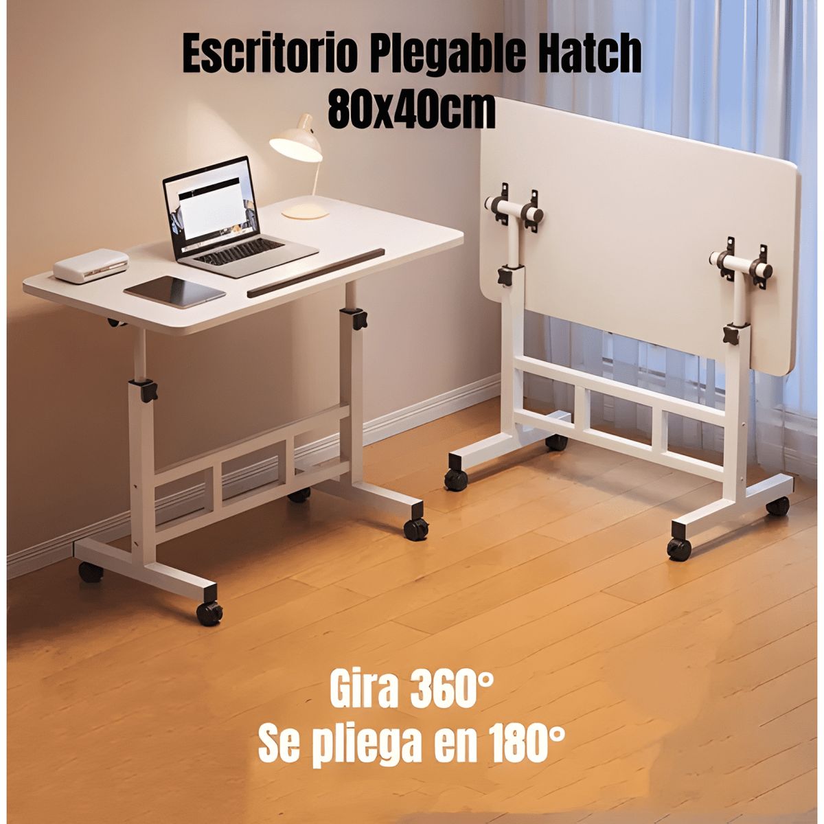 GENERICO - Escritorio plegable hatch 80x40cm con barrera antideslizante