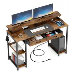 GENERICO - Escritorio 120x50x86cm con repisa ganchos puerto USB