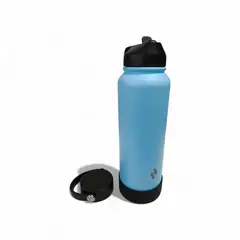 GENERICO - Termo Botella de Agua 1Lts Acero Inox + 2 Tapas + 2 Bombillas + Limpia Bombillas