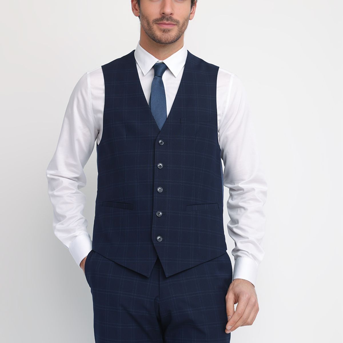 PERRY ELLIS - Gilet Formal Hombre Azul THE WASHABLE VEST S25-26