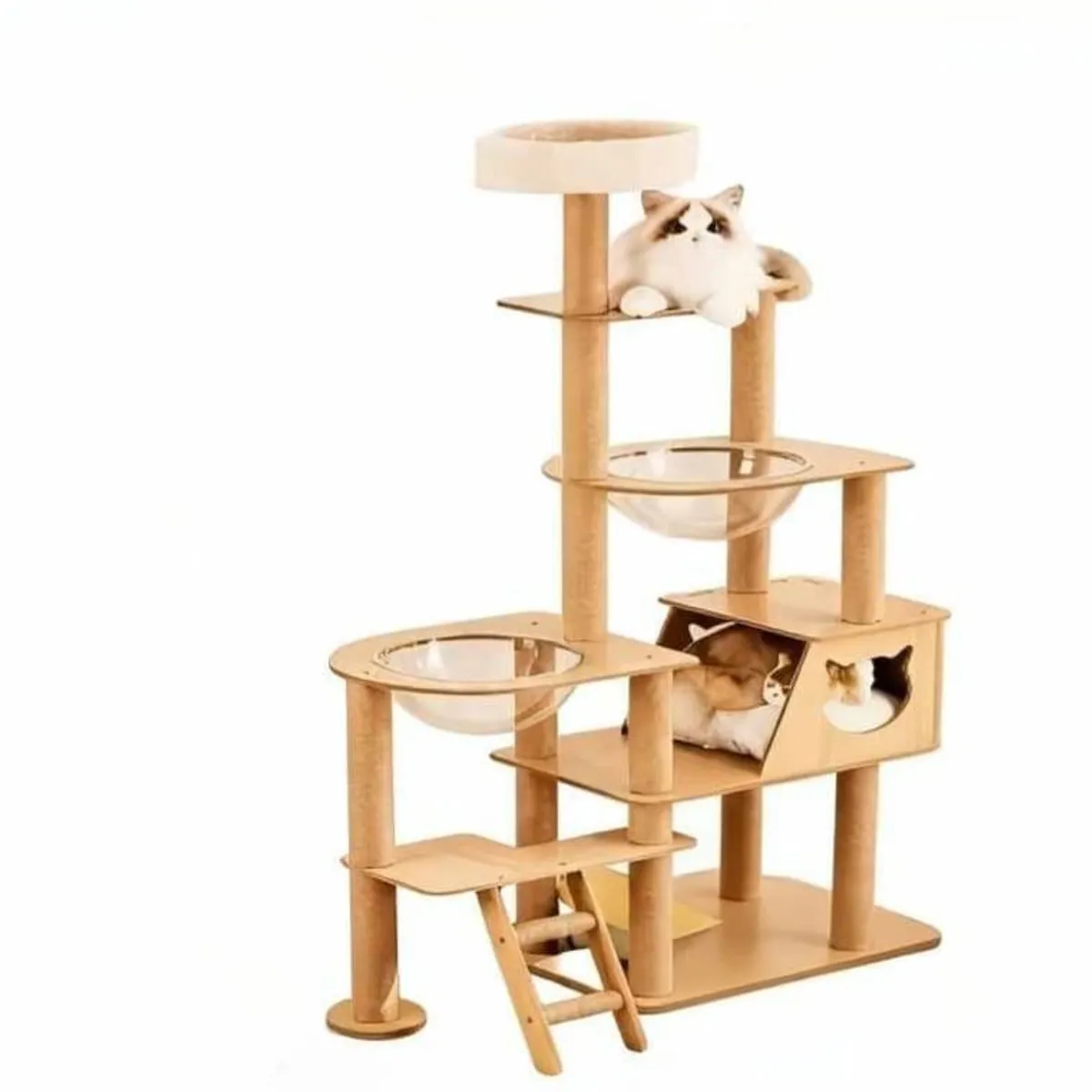 GENERICO - Rascador gimnasio Torre 5 niveles Grande, Casa Madera Gruesa Para Gato