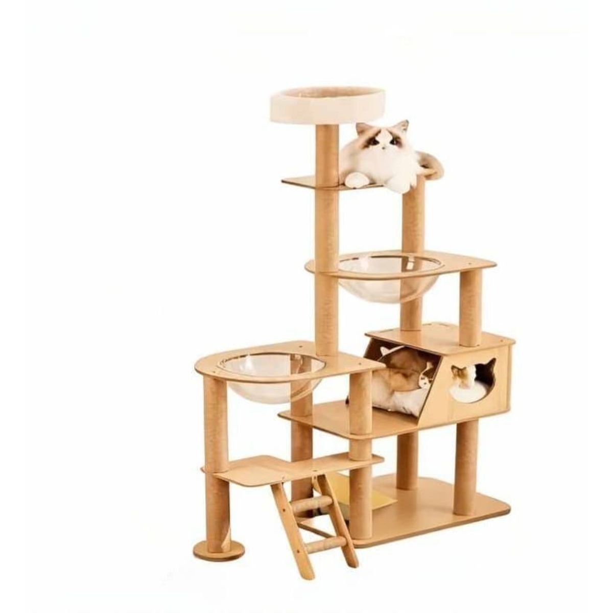 GENERICO - Rascador gimnasio Torre 5 niveles Grande, Casa Madera Gruesa Para Gato