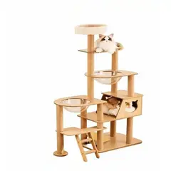 GENERICO - Rascador gimnasio Torre 5 niveles Grande, Casa Madera Gruesa Para Gato