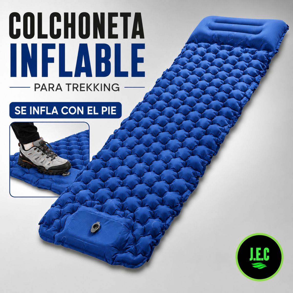 GENERICO - Colchoneta Camping Ultraligera TPU Impermeable Con Inflador azul
