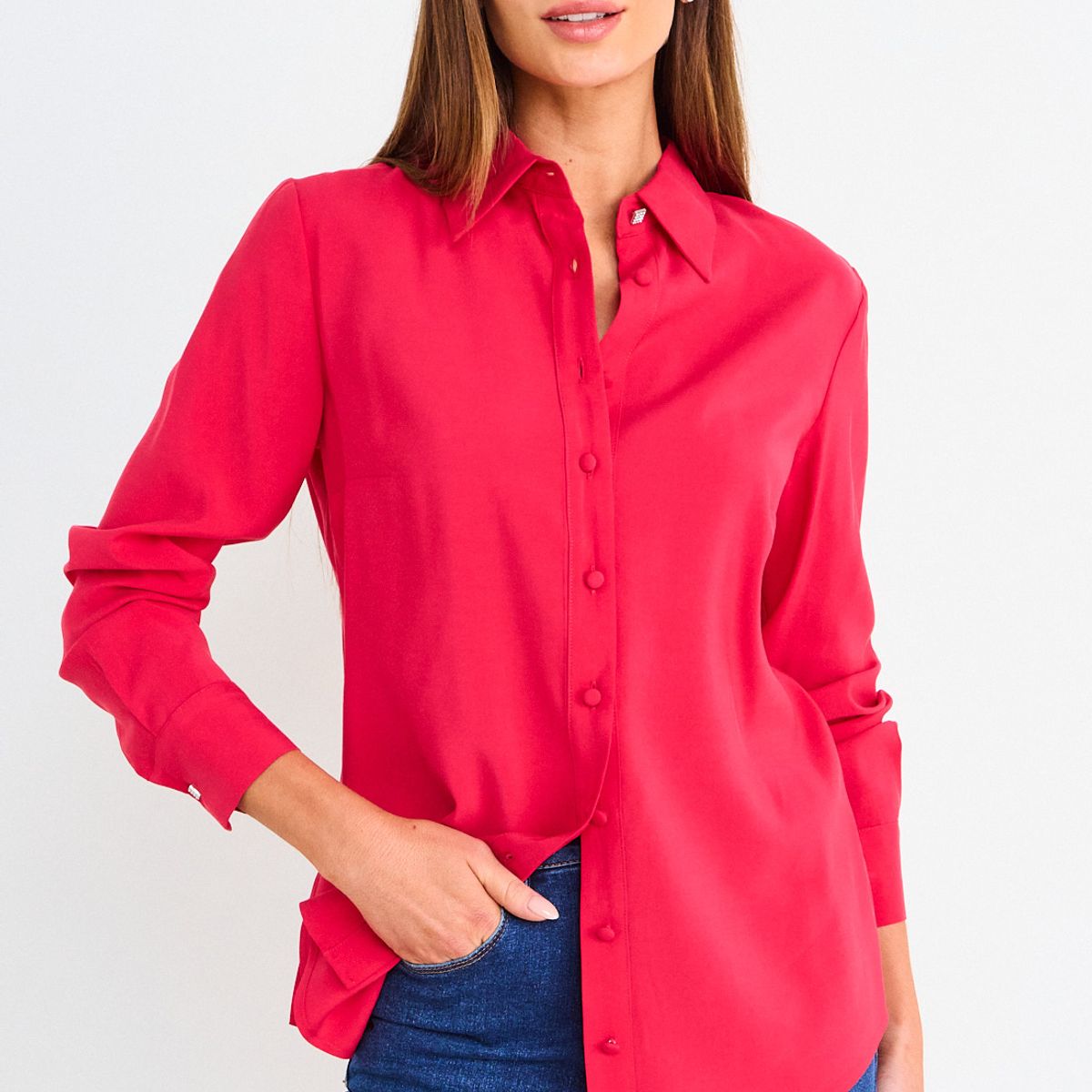 ASH - Blusa Lisa Camisera Mujer Roja Ash