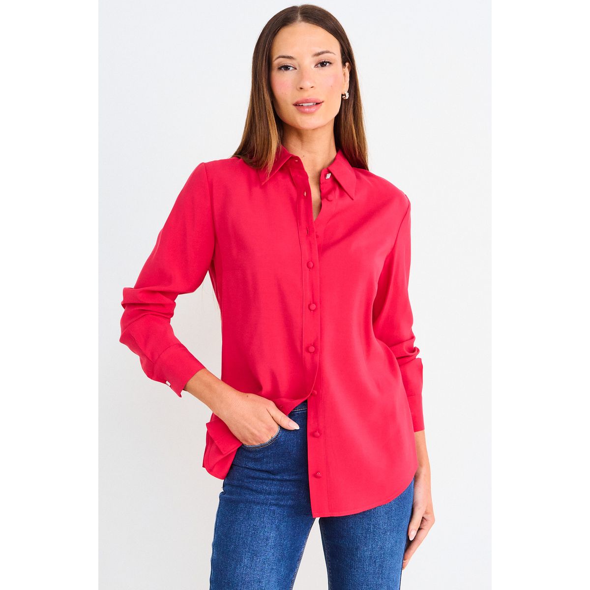 ASH - Blusa Lisa Camisera Mujer Roja Ash