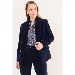 MA GRIFFE - Blazer Terciopelo Con Botones Decorativos Mujer Azul Magriffe