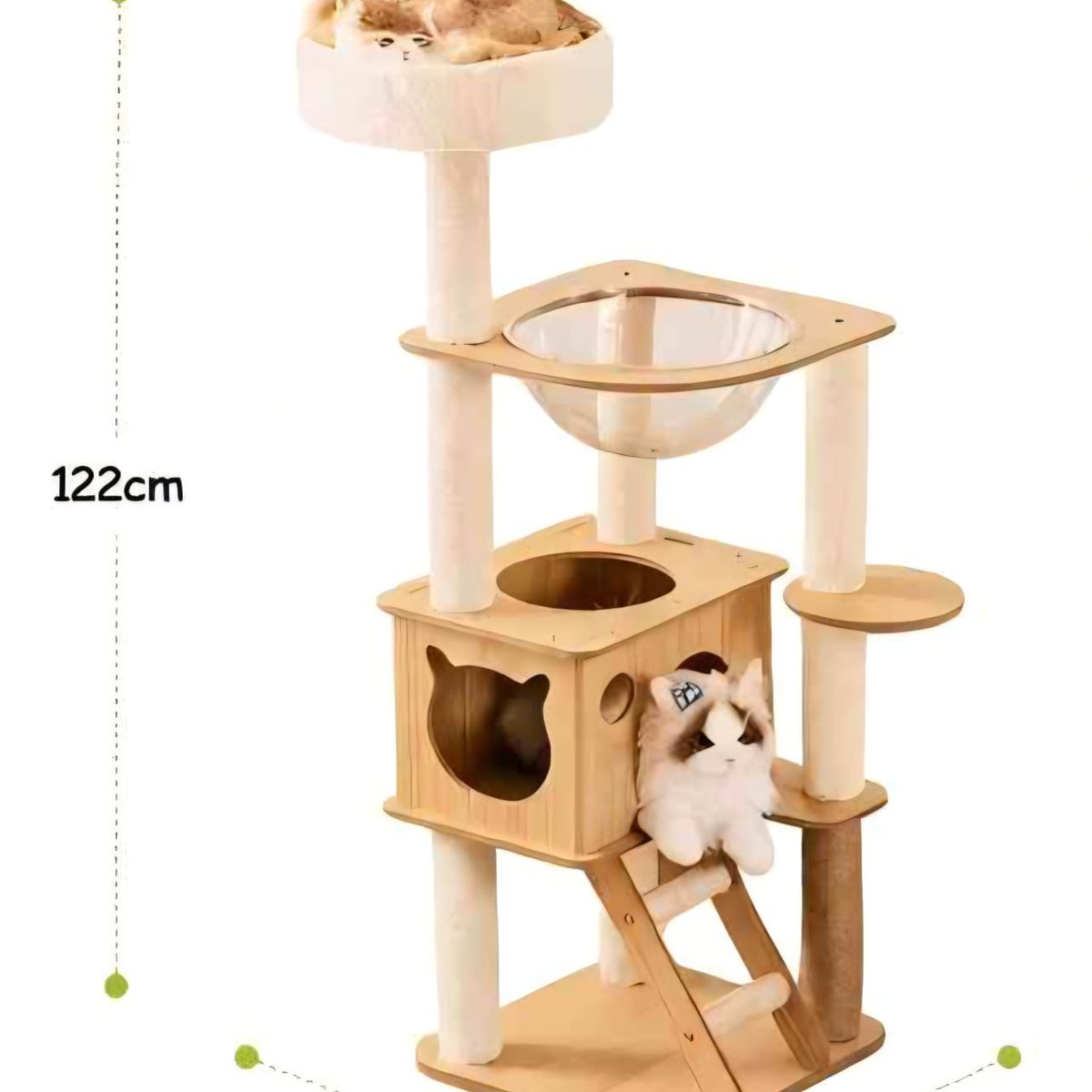 GENERICO - Rascador gimnasio 5 niveles para gatos Casa madera  Para michis