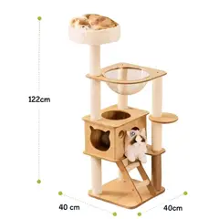 GENERICO - Rascador gimnasio 5 niveles para gatos Casa madera Para michis