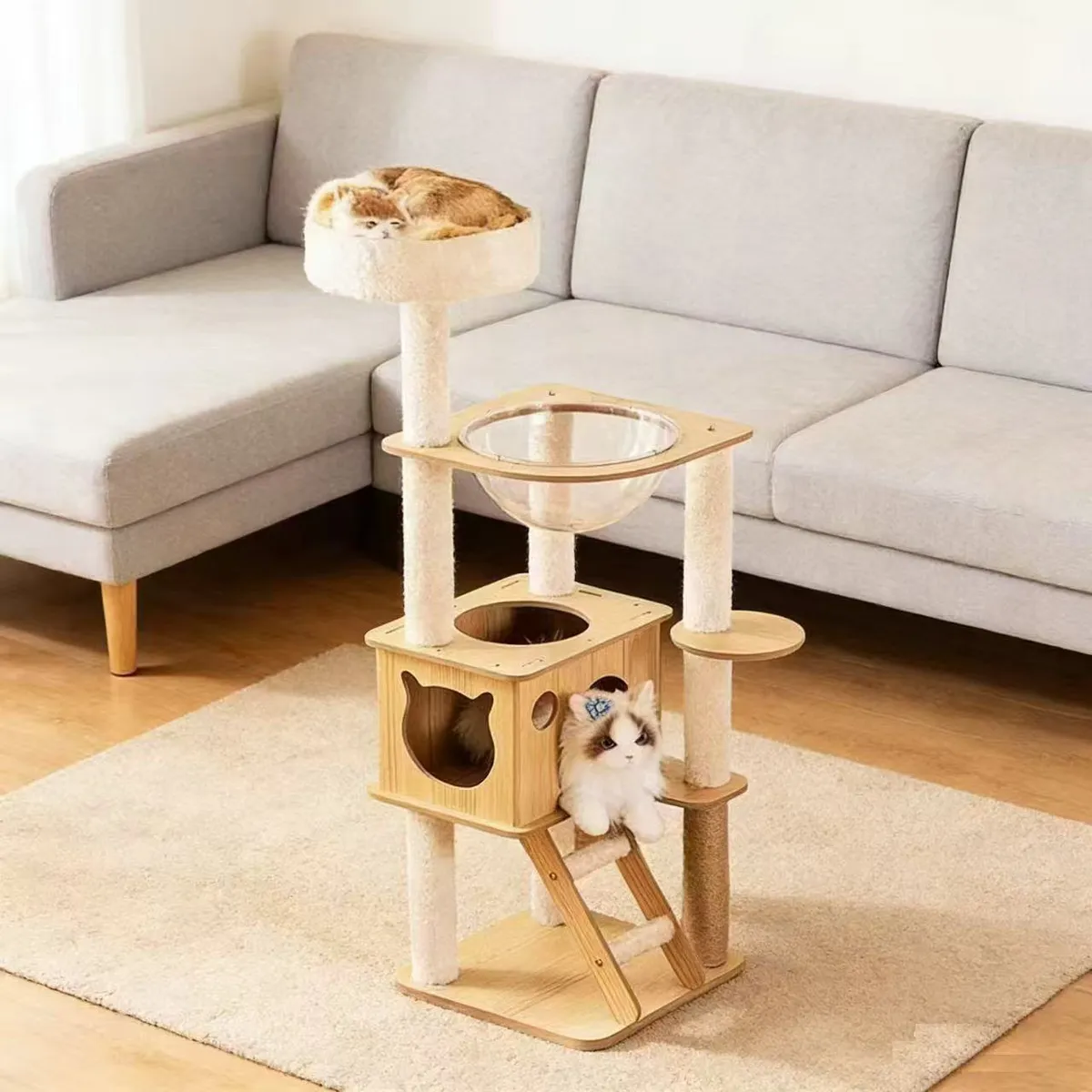 GENERICO - Rascador gimnasio 5 niveles para gatos Casa madera  Para michis