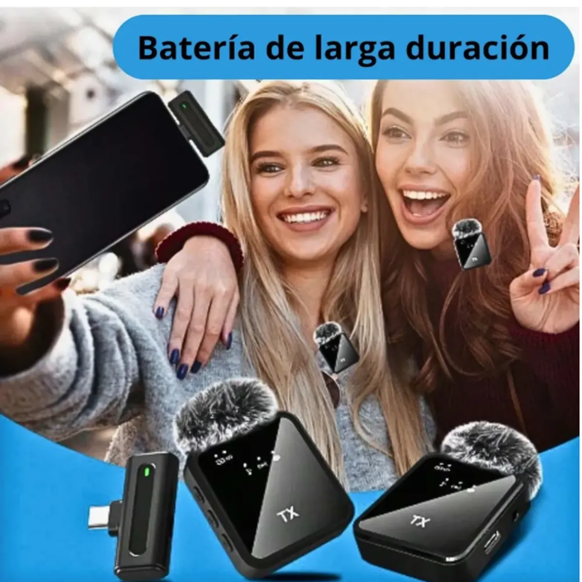 Pack de 2 Micrófonos Inalámbricos Condensador para Celular y PC, marca IRM - Foto Principal