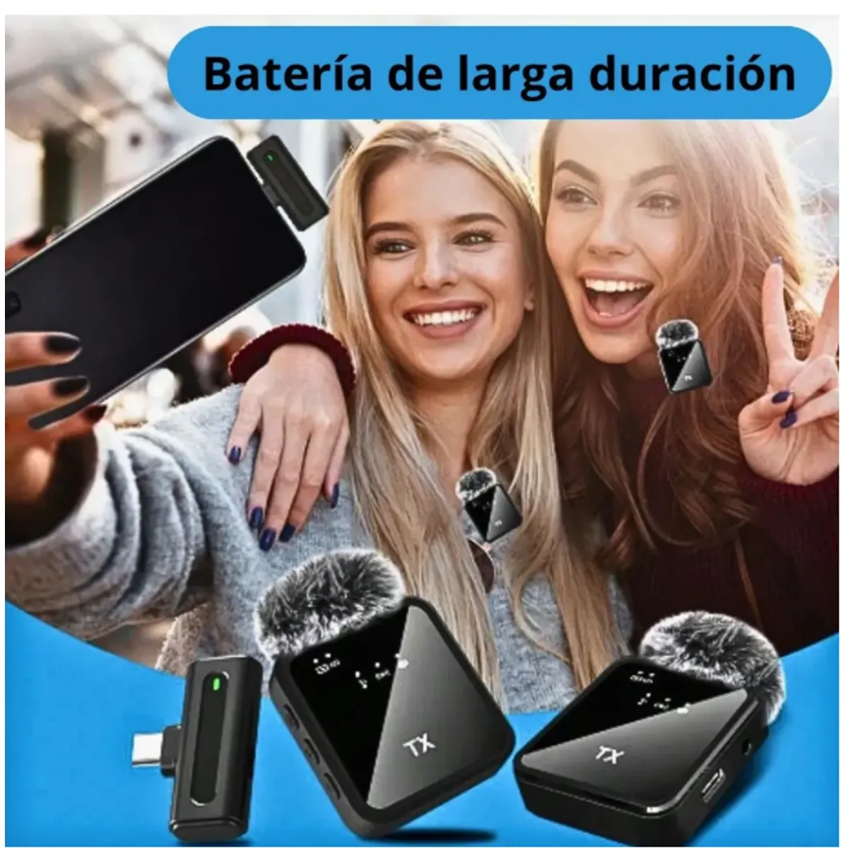 Pack de 2 Micrófonos Inalámbricos Condensador para Celular y PC, marca IRM - Foto Principal