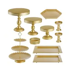 GENERICO - Soporte Para Tortas Y Cupcakes De Metal Dorado Floreado Set X10 BELUG